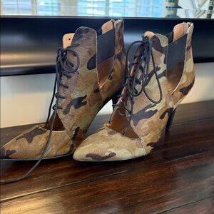 Banana Republic Camouflage Lace-Up Heeled Boots